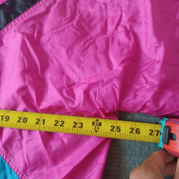 Vintage Adidas Windbraker‎ Jacket Womens Medium Hot Pink Shiny Front Zip 80's - Picture 4 of 8